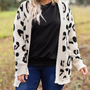 Leopard Open Front Sweater